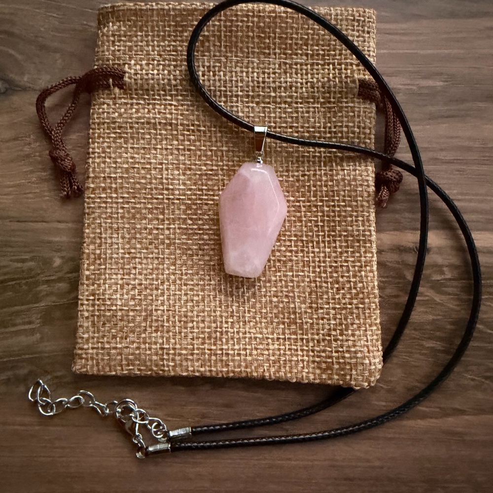 Rose Quartz Coffin Rose Quartz Necklace Coffin Necklace Gemstone Necklace